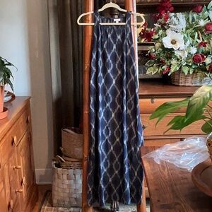 NWT J. Jill Navy and White Ikat Maxi Dress
